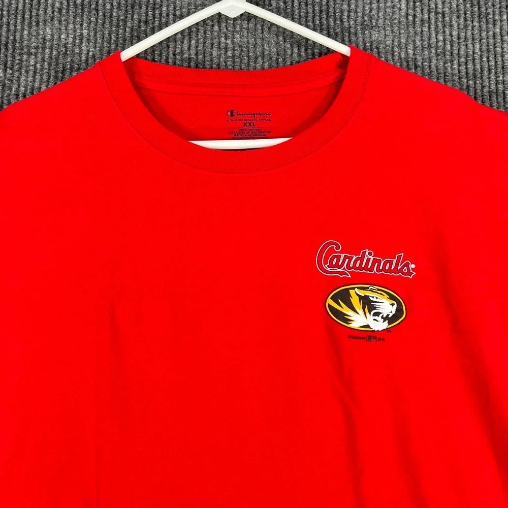 St. Louis Cardinals Missouri Tigers Shirt Mens 2XL XXL Red Short Sleeve MLB NCAA - Picture 4 of 11